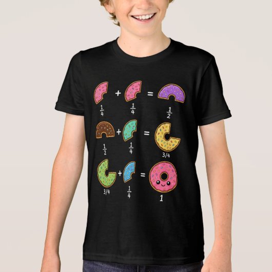ドーナツの分数 学習 数学ユーモア トライブレンドTシャツ (正面)