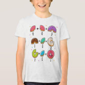 ドーナツの分数 学習 数学ユーモア トライブレンドTシャツ (正面)