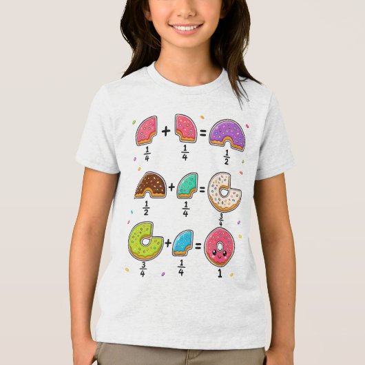 ドーナツの分数 学習 数学ユーモア トライブレンドTシャツ (正面)