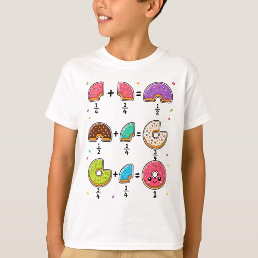 ドーナツの分数 学習 数学ユーモア Tシャツ (正面)