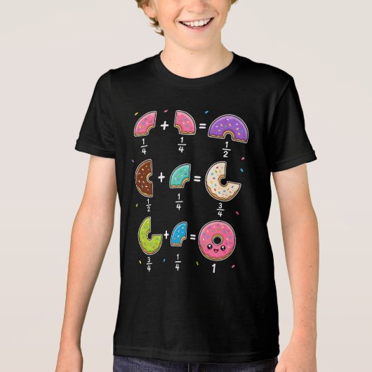 ドーナツの分数 学習 数学 ユーモア トライブレンドＴシャツ (正面)