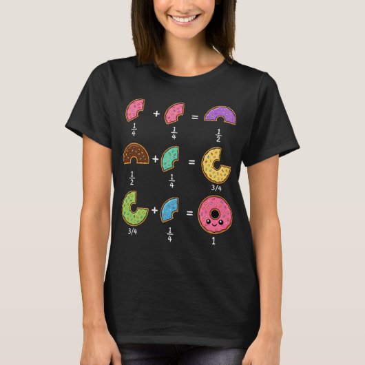 ドーナツの分数 学習 数学 ユーモア Tシャツ (正面)