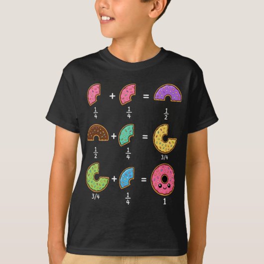 ドーナツの分数 学習 数学 ユーモア Tシャツ (正面)