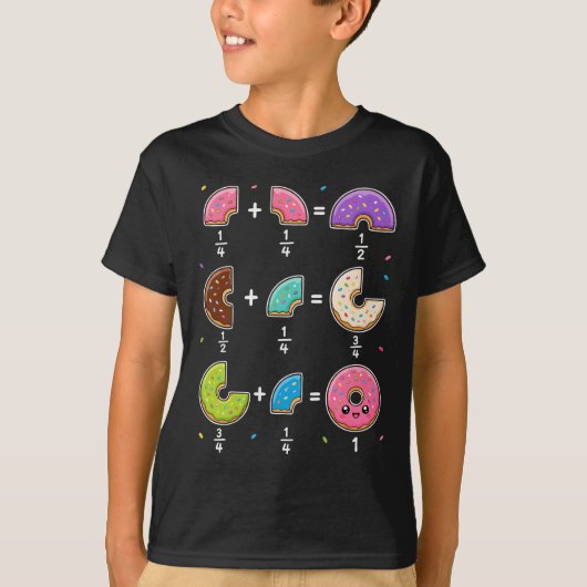ドーナツの分数 学習 数学 ユーモア Tシャツ (正面)
