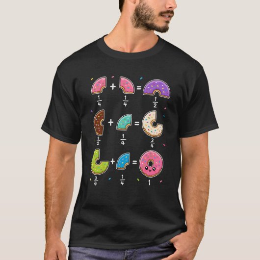 ドーナツの分数 学習 数学 ユーモア Tシャツ (正面)