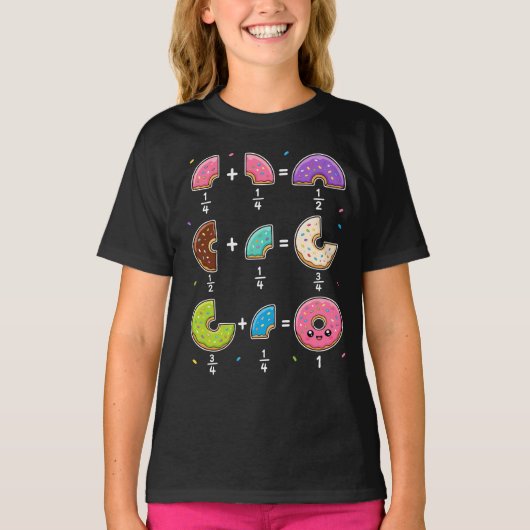 ドーナツの分数 学習 数学 ユーモア Tシャツ (正面)