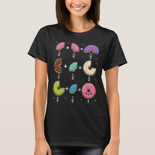 ドーナツの分数 学習 数学 ユーモア Tシャツ (正面)