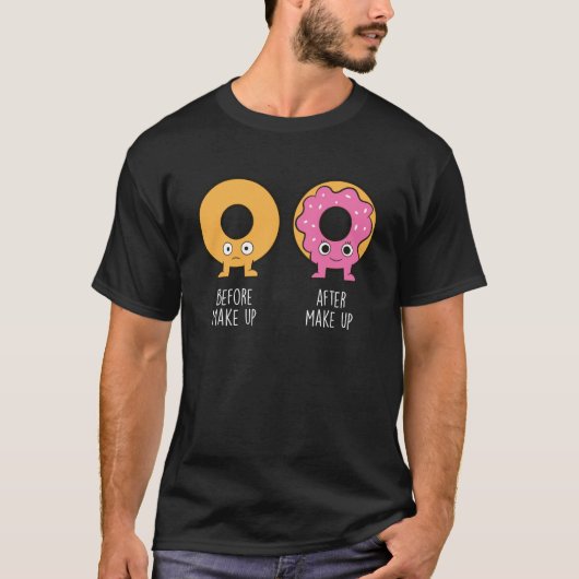 ドーナツの前と後のドーナツ Tシャツ (正面)