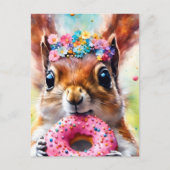 ドーナツの愛らしいリス ポストカード (正面)
