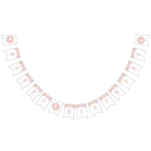 ドーナツの成長ハッピーバースデーパーティーバンティングバナー バンティングフラッグ (全)