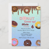 ドーナツの成長、女の子の誕生日パーティーテーマ 招待状 (正面)