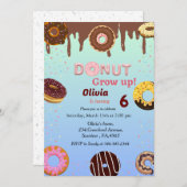 ドーナツの成長、女の子の誕生日パーティーテーマ 招待状 (正面/裏面)