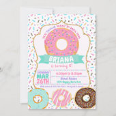 ドーナツの招待状 パステルゴールドピンクのドーナツ招待状 招待状 (正面)