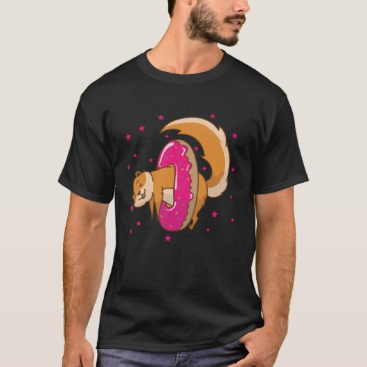 ドーナツの木にリスの齧歯類のナット Tシャツ (正面)