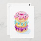 ドーナツの水彩スタック ポストカード (正面/裏面)