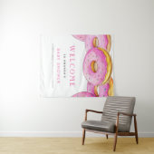 ドーナツの水彩画ピンクのベビーシャワー タペストリー (インサイチュ(横))