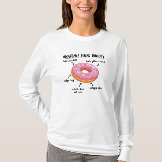ドーナツの甘い美味しいドーナツの解剖学 Tシャツ (正面)