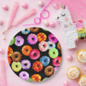 ドーナツの継ぎ目が無いパターン + あなたのbackgr。 及びアイディア ペーパープレート (パーティー)