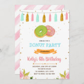 ドーナツの誕生日のパーティの招待状 招待状 (正面/裏面)
