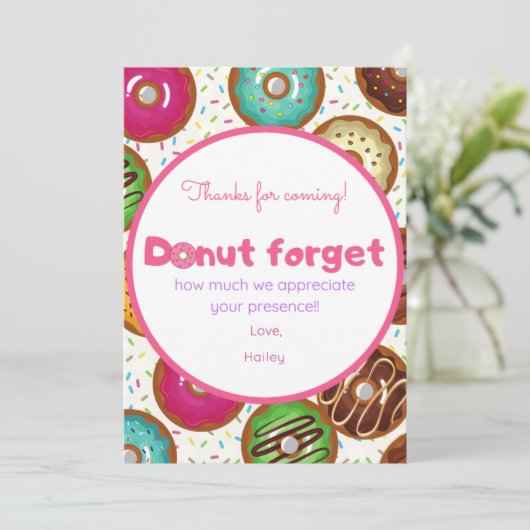 ドーナツの誕生日パーティーお礼カード サンキューカード (スタンド正面)