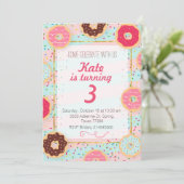 ドーナツの誕生日パーティー招待状 招待状 (スタンド正面)