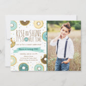 ドーナツの誕生日パーティー招待状　朝の陽ざしを浴びて 招待状 (正面)