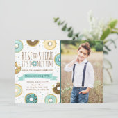 ドーナツの誕生日パーティー招待状　朝の陽ざしを浴びて 招待状 (スタンド正面)