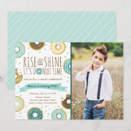 ドーナツの誕生日パーティー招待状　朝の陽ざしを浴びて 招待状