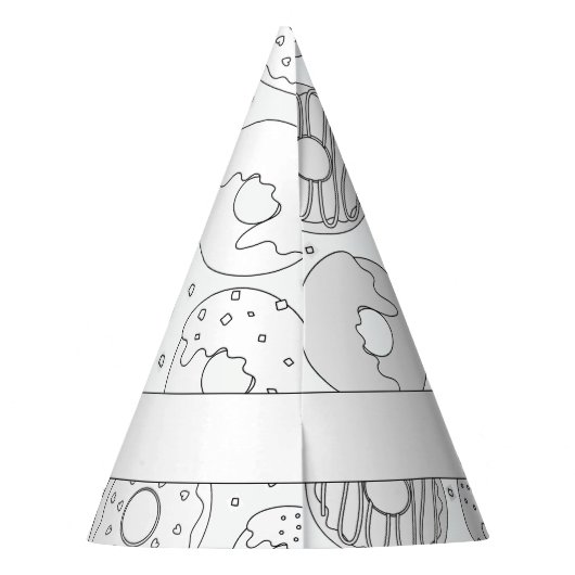 ドーナツの誕生日パーティー – 色あなた自身のパーティー帽子。 パーティーハット (裏面)