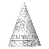ドーナツの誕生日パーティー – 色あなた自身のパーティー帽子。 パーティーハット (正面)
