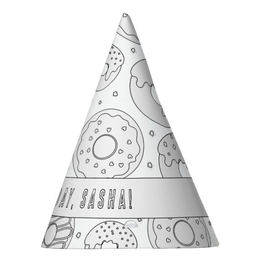 ドーナツの誕生日パーティー – 色あなた自身のパーティー帽子。 パーティーハット (右)