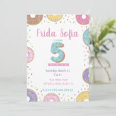 ドーナツの誕生日招待状、5歳の誕生日招待状 招待状 (スタンド正面)