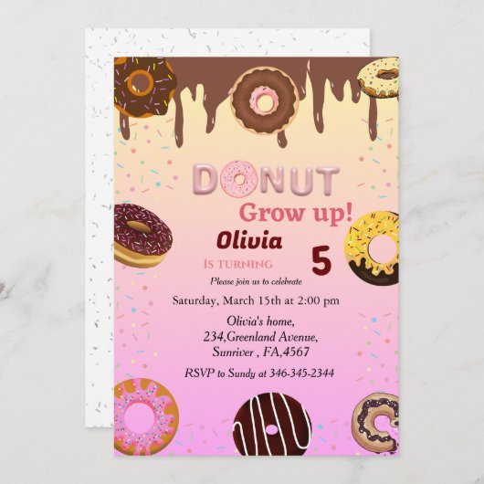ドーナツの誕生日、あなたは恋しく思誕生日したい 招待状 (正面/裏面)