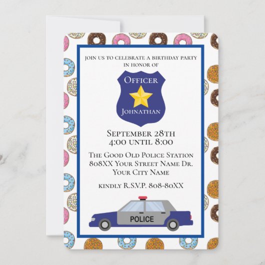 ドーナツの警察パーティー 招待状 (正面)