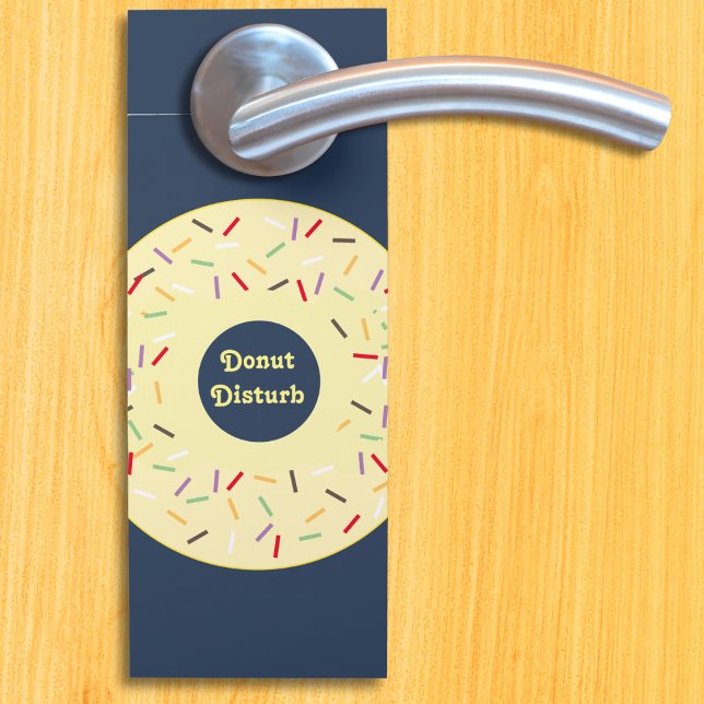 ドーナツの邪魔お願い両面ドーナツをノックおもしろいする ドアノブサイン (A donut image door handle sign with 'Donut Disturb' message on one side, 'Please Knock' on the other)
