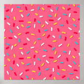 ドーナツの釉薬のシームレスなパターン、ピンクの背景、t ポスター (正面)