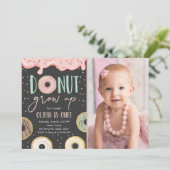 ドーナツはピンクドーナツ女の子の誕生会を育ちます 招待状 (スタンド正面)