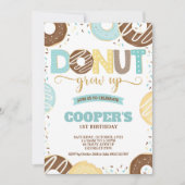 ドーナツは第1誕生日ドーナツパーティーの男の子を育ちます 招待状 (正面)