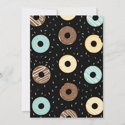 ドーナツは第1誕生日ドーナツパーティーの男の子を育ちます 招待状 (裏面)