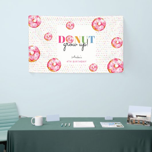 ドーナツは誕生日水色の虹の散水を育てる 横断幕 (トレードショー)
