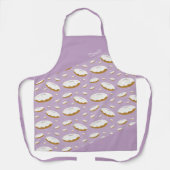ドーナツふりかける紫の白の笑顔のフードパターン エプロン (正面)