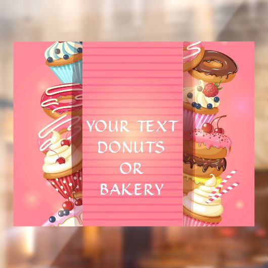 ドーナツまたはパン屋のビジネスをパーソナライズする ウィンドウサイン (シート2)