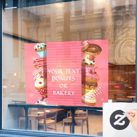 ドーナツまたはパン屋のビジネスをパーソナライズする ウィンドウサイン (カフェ窓)