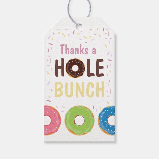 ドーナツをテーマにした誕生日パーティーゲストサンキュー ギフトタグ (正面)
