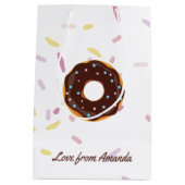 ドーナツをテーマにした誕生日パーティーゲストサンキュー ミディアムペーパーバッグ (裏面)