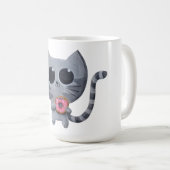 ドーナツを持つかわいいかわいい猫 コーヒーマグカップ (正面右)