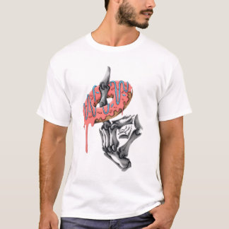 ドーナツを持つスケルトンの手 - 楽しいゴシックフード Tシャツ