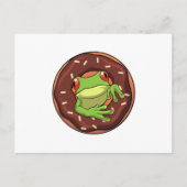 ドーナツを食べるカエル ポストカード (正面)