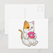 ドーナツを食べる猫 ポストカード (正面/裏面)