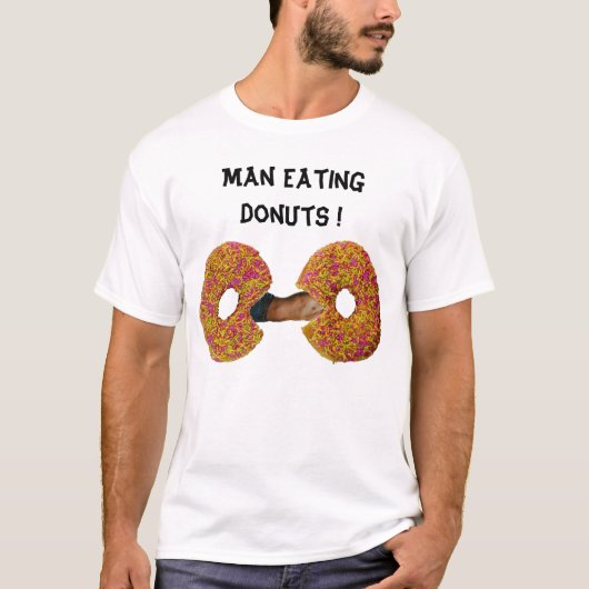 ドーナツを食べる男！ Tシャツ (正面)